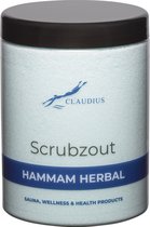 Scrubzout Hammam Herbal in handige pot - 1250 gram - met zwarte deksel - Hydraterende Lichaamsscrub