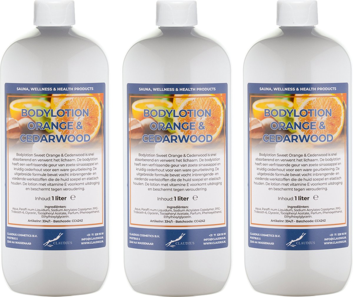 Bodylotion Sweet Orange & Cedarwood 1 Liter - set van 3 stuks