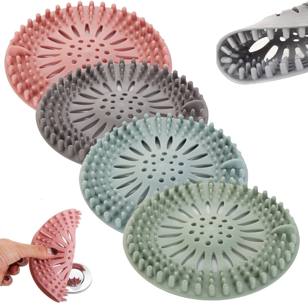 Goedkoopste Silicone afvoerstop - Gootsteen zeef - Doucheputje Afvoer - 4 Stuks - Afvoerzeef - Afvoerputje - Gootsteen plug - Universele Haarfilter - Haarvanger - Koperen afvoerputje - Grote verplaatsing Badkamer Deodorant Afvoerputje - voor keuken en badkamer