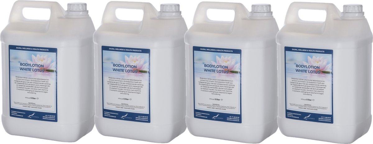 Bodylotion White Lotus 5 liter - set van 4 stuks - navulling - Voordeelverpakking