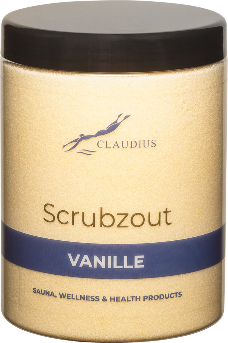 Goedkoopste Scrubzout Vanille in handige pot - 1250 gram - met zwarte deksel - Hydraterende Lichaamsscrub