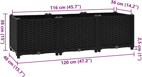 vidaXL Plantenbak verhoogd 80x40x23 cm polypropyleen