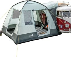Skandika bustent Pitea Van Protect - 4 personen, vrijstaand, ingenaaid grondzeil, 2,2 m stahoogte, grote ramen, waterdicht, 3000 mm waterkolom, muskietennetten, 3 x 3 m, koepeltent voor bus, caddy