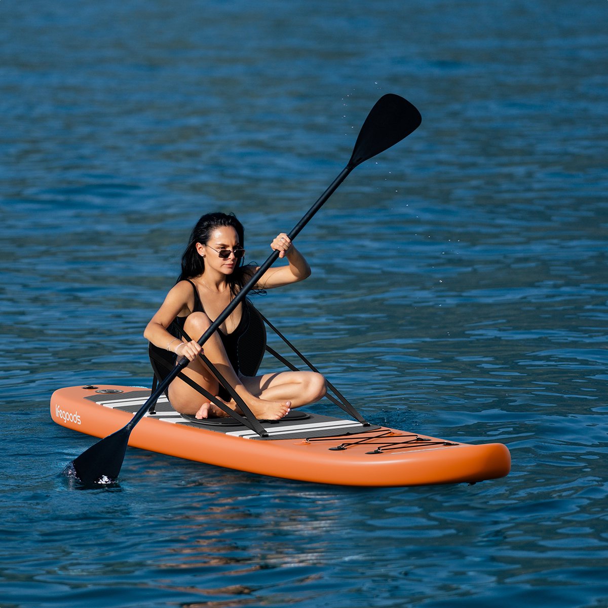 LifeGoods PaddlePro SUP Board - met Zitje - Opblaasbaar Paddle Board - Complete Set - Max. 150KG - 320x81cm - Oranje – foto 5