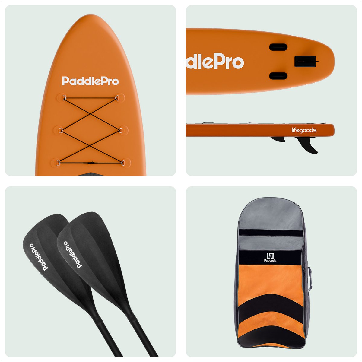 LifeGoods PaddlePro SUP Board - met Zitje - Opblaasbaar Paddle Board - Complete Set - Max. 150KG - 320x81cm - Oranje – foto 8