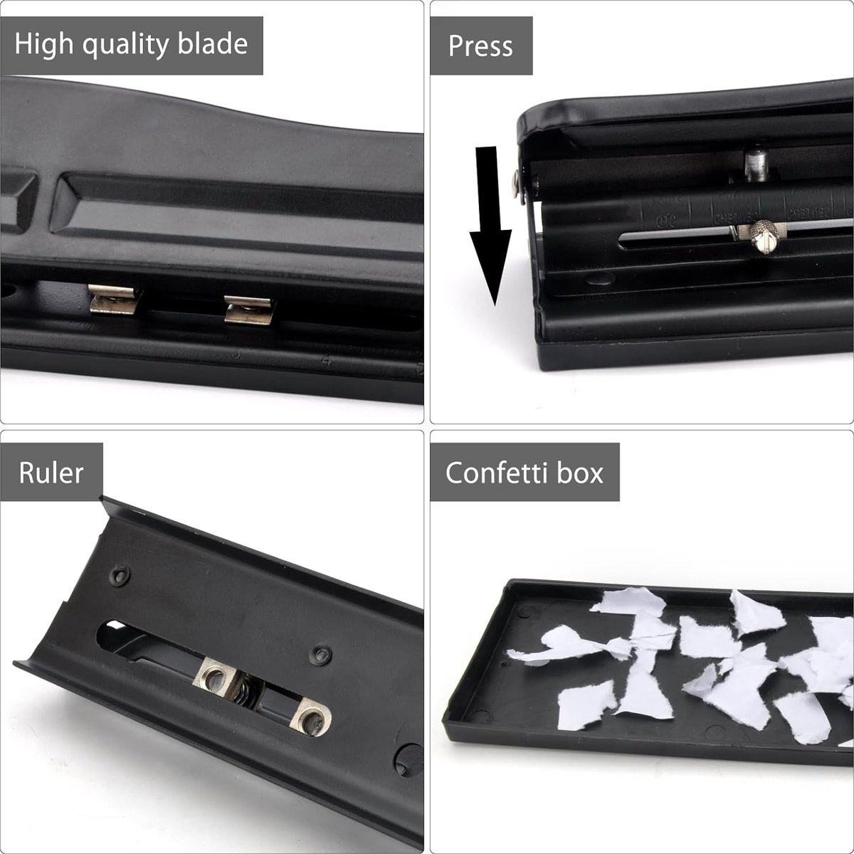 3-gaats Punch Verstelbare Desktop Perforator Papier Perforator, Papieren Documentenboek Voucher Perforator
