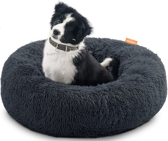 Happysnoots Hondenmand en Kattenmand - 50cm - Fluffy Hondenbed - Donut - Dog Bed - Wasbaar - Grijs