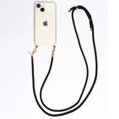 Casies hoesje geschikt voor Apple iPhone 15 Pro met verstelbaar koord - crossbody - Zwart - Cord Case
