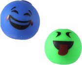 Jonotoys Emoji Stressbal 2 Stuks – Ø 6 cm - Soft Density - Blauw & Groen