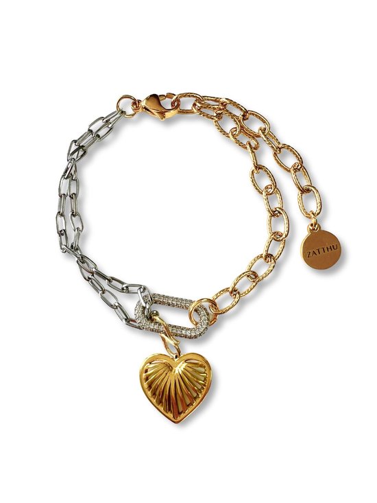 Zatthu Jewelry - N24SS700 Luud schakelarmband met zirkonia en hart