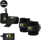 ReyFit Sports 2x Ankle Straps & 2x Wrist Wraps Bundel | Fitness accessoires | Crossfit | Krachttraining | Zwart