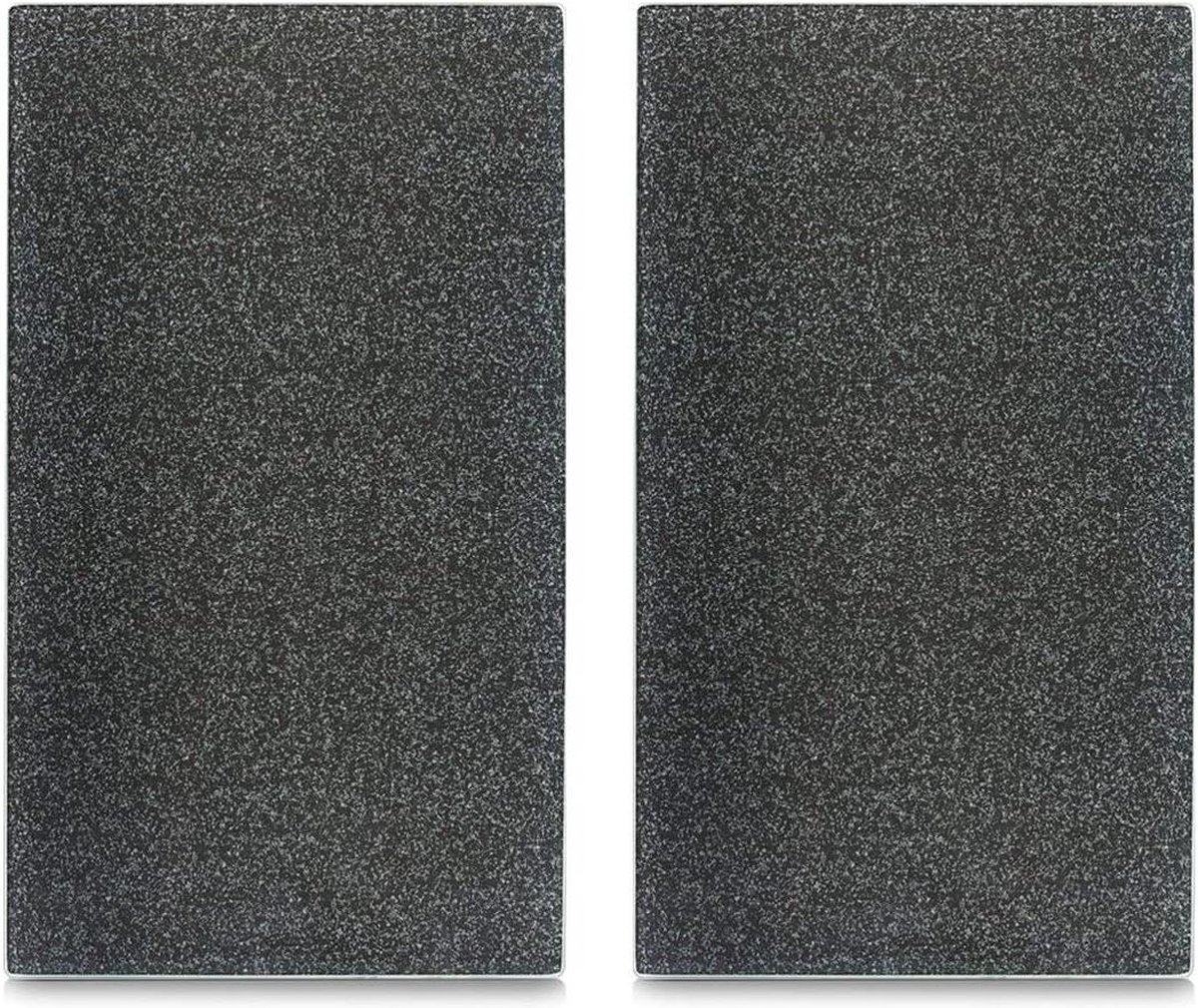 Fornuisafdek-/Snijplaten - Graniet - 2-Delige Set - Glas Antraciet - Keukenaccessoires