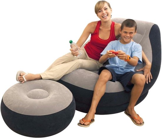 Chaise Gonflable Ultra Lounge avec Pouf - 102cm x 137cm x 79cm - Siège Gonflable Confortable et Élégant