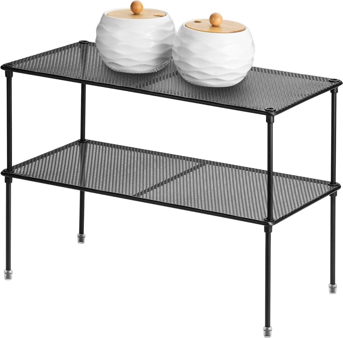 Keukenkast Plank Organizer Uitbreidbaar en Stapelbaar 2-Pack Opbergrek voor Badkamer Keuken Wasruimte