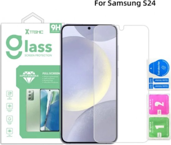 Screenprotector geschikt voor Samsung S24 - Extra Sterk en Veilig 9H Geharde Glasbescherming