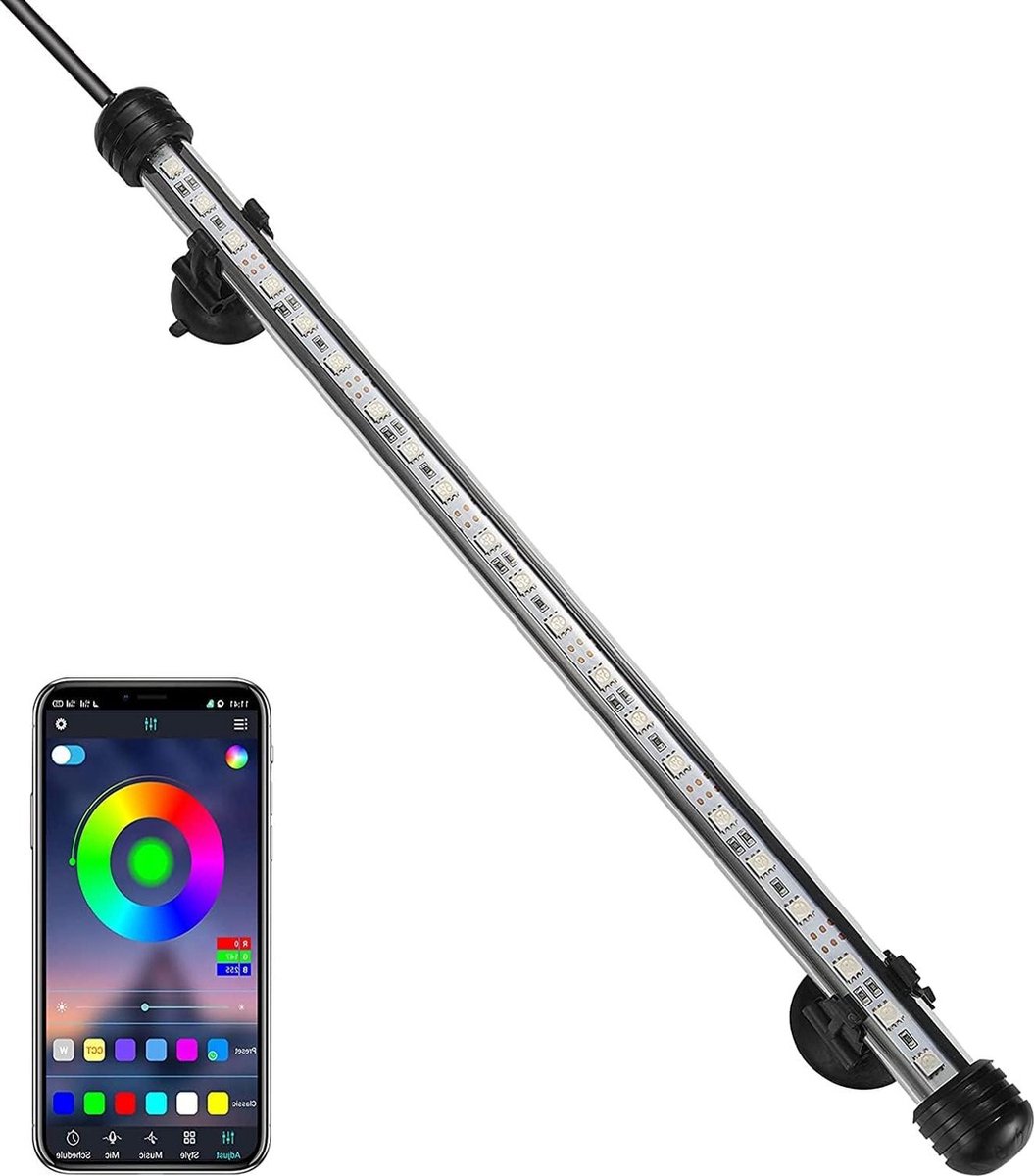 LED Aquarium Lamp with App Control RGB IP68 Waterproof - Aquarium Lighting for Decorating Aquariums 38 cm