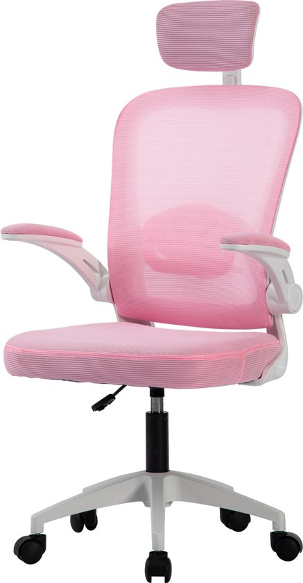 FOXSPORT Bureaustoel - Voor thuiskantoor en aan bureau - Ergonomische computer office chair - Gamimgstoel verstelbaar - Roze