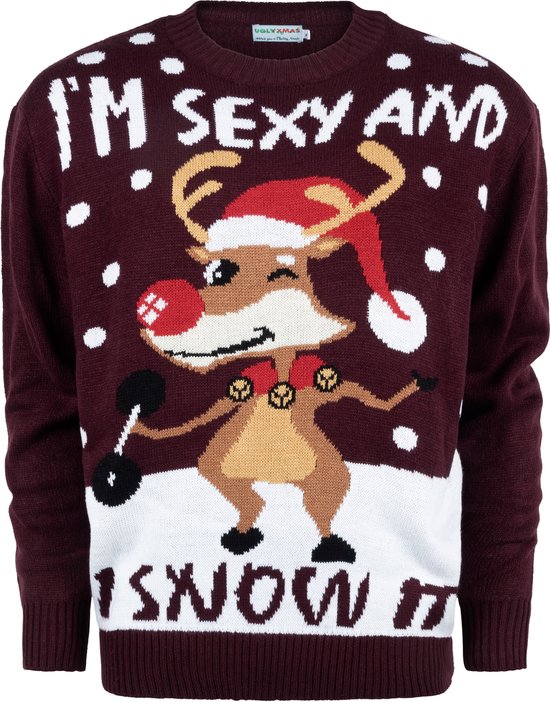Foute Kersttrui Dames & Heren - Christmas Sweater "I'm Sexy & I Snow it" - Mannen & Vrouwen Maat XL