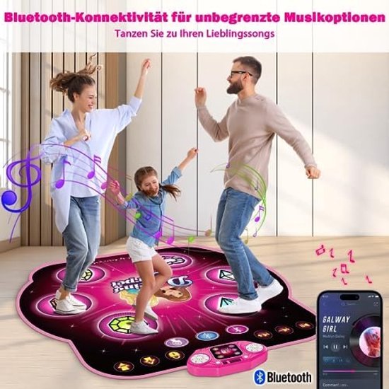 VATOS Dansmat Speelgoed voor Meisjes - 4 Spelmodi & 9 Uitdagingsniveaus met Regelbaar Volume, Led Licht & Bluetooth | Muziek Speelmat Verjaardagsgeschenken voor Kinderen van 3 4 5 6 7 8 9 jaar