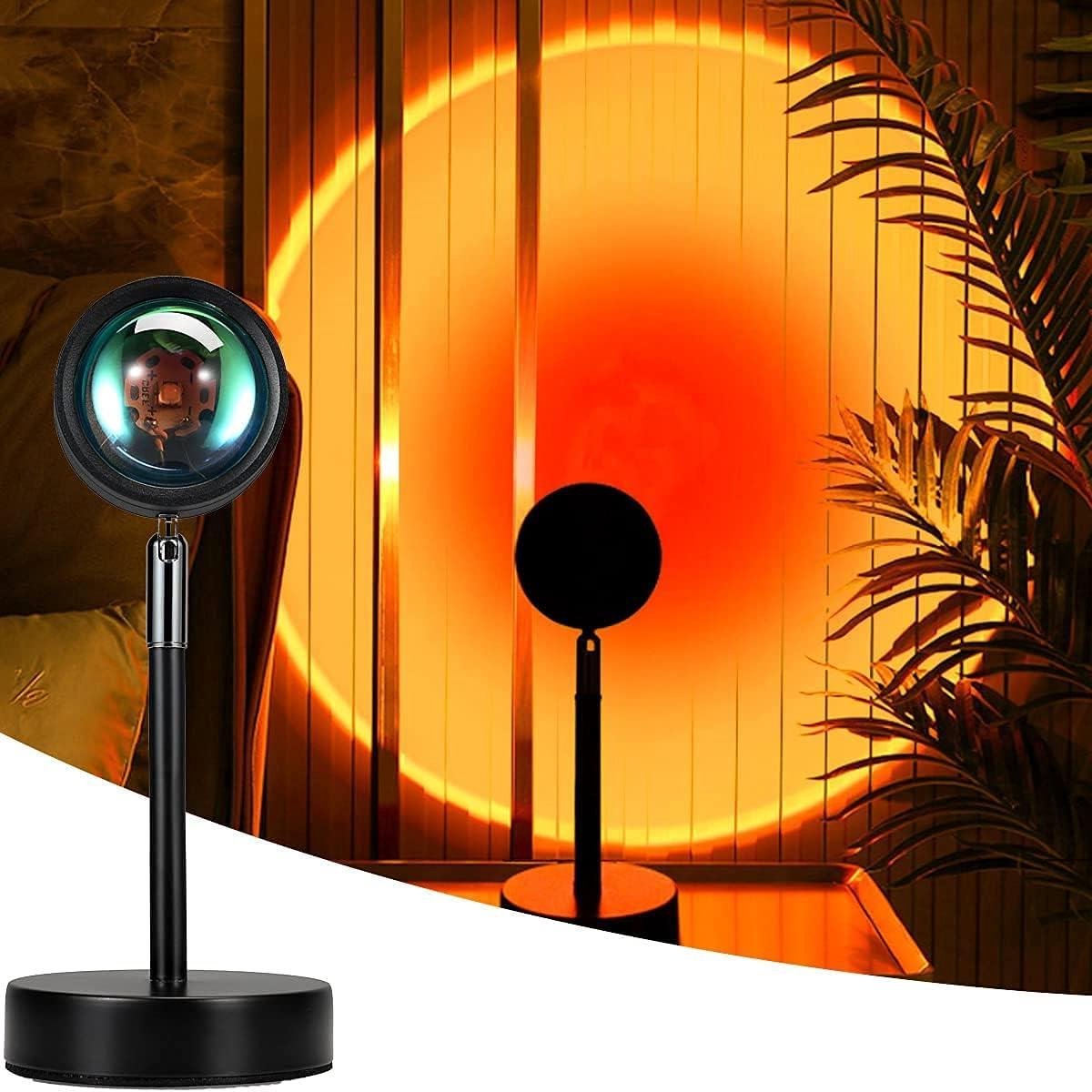 Projectielamp zonsonderganglamp USB-ledprojectorlamp - 90 graden rotatie, romantische sfeerlamp voor slaapkamerdecoratie - Zonsondergang rood