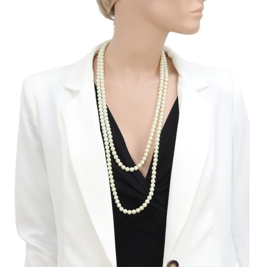 Behave - Collier de Perles de Glas - Nacre Beige Crème - 150 cm