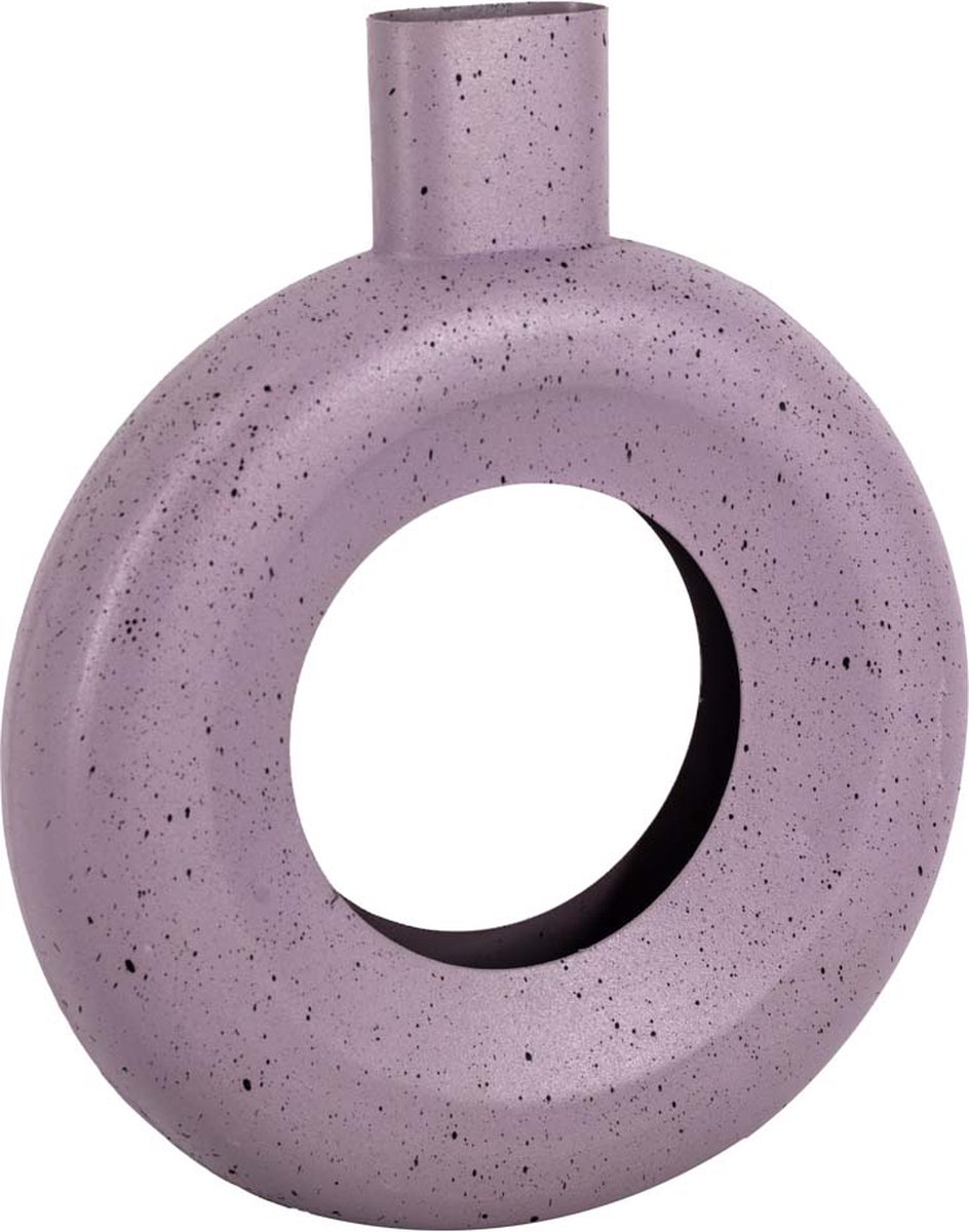 homebound by ky Metalen donut vaas lila dots | 8x25,5x28,5cm | donut vaas Paars