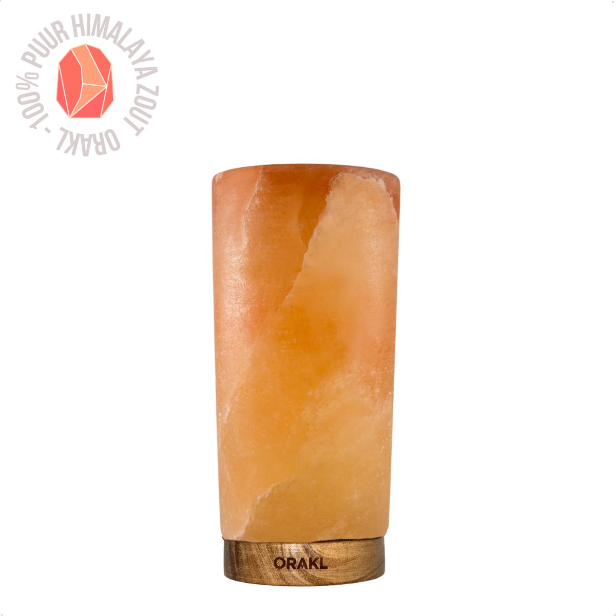 Natuurlijke zoutlamp met houten sokkel en dimmer - Handgemaakte mini lamp voor een