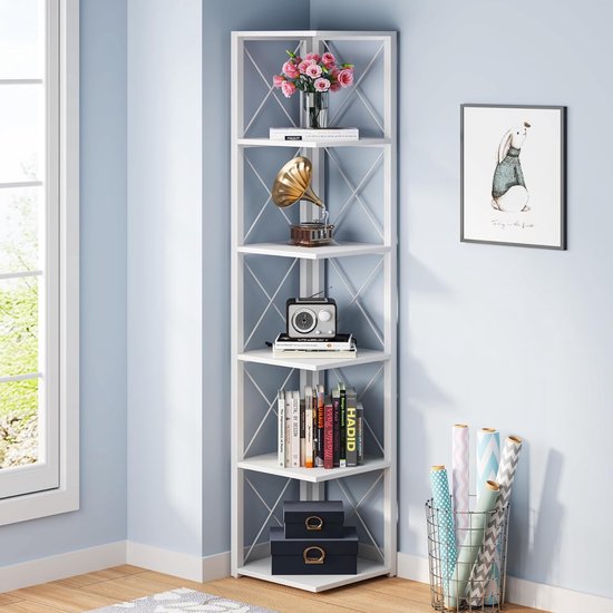 Vida Designs Oxford 4 Tier Cube Boekenkast, Witte Houten Rekken Display Opslag Unit Kantoor Woonkamer Meubels