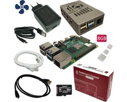 Raspberry Pi 4B - starter kit - 8GB - met ventilator - 64GB SD-kaart