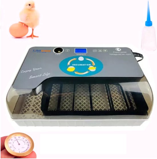 UniEgg™ Slimme Broedmachine voor Eieren - Met Automatisch Rolsysteem en Geïntegreerde Schouwlamp - Inclusief Accessoires en Waterflesje met Spitse Tuit