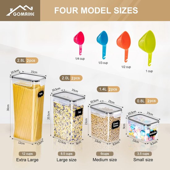 Boîte Hermétique 2,8L – Grand Récipient Alimentaire Transparent Avec Couvercle, Pour Céréales, Farine, Muesli, Stockage Cuisine