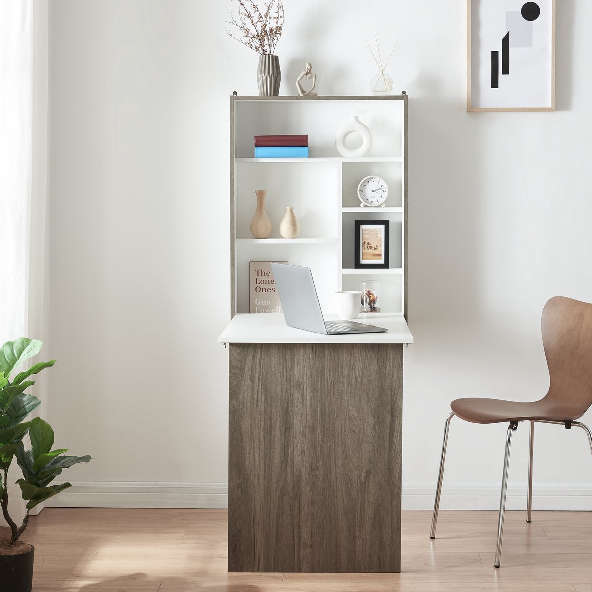 en.casa Klaptafel Greve voor wandmontage 80x62x16 cm wit en houtkleurig [en.casa]