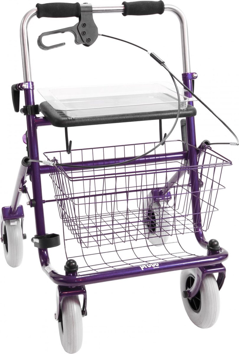 Goedkoopste Premis Provo - Rollator - 2de Generatie - Duwbeugel - Zowel Eenzijdig Links als Eenzijdig Rechts te gebruiken - Metallic Paars