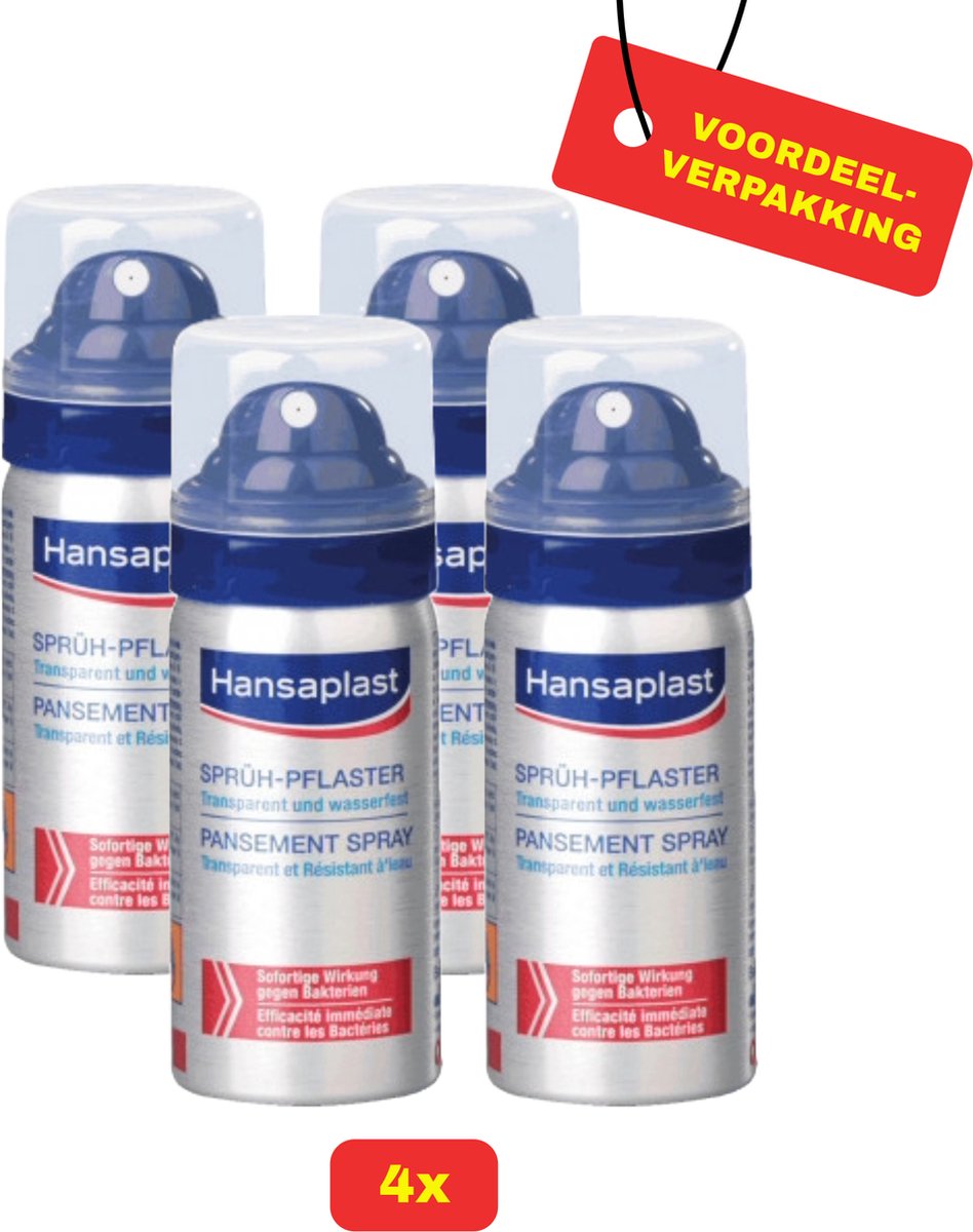 Goedkoopste 4X Hansaplast Pleisterspray - 4 x 32,5ml - Voordeelverpakking!