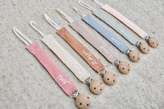 Speenkoord met naam - katoen - roze - houten knop - speenketting met naam - baby - gepersonaliseerd kraamcadeau - stof - jongen - meisje - fopspeen - accessoires baby - katoen - Roze - ZIE BESCHRIJVING VOOR HET DOORGEVEN VAN DE NAAM van Merkloos — afbeelding 5