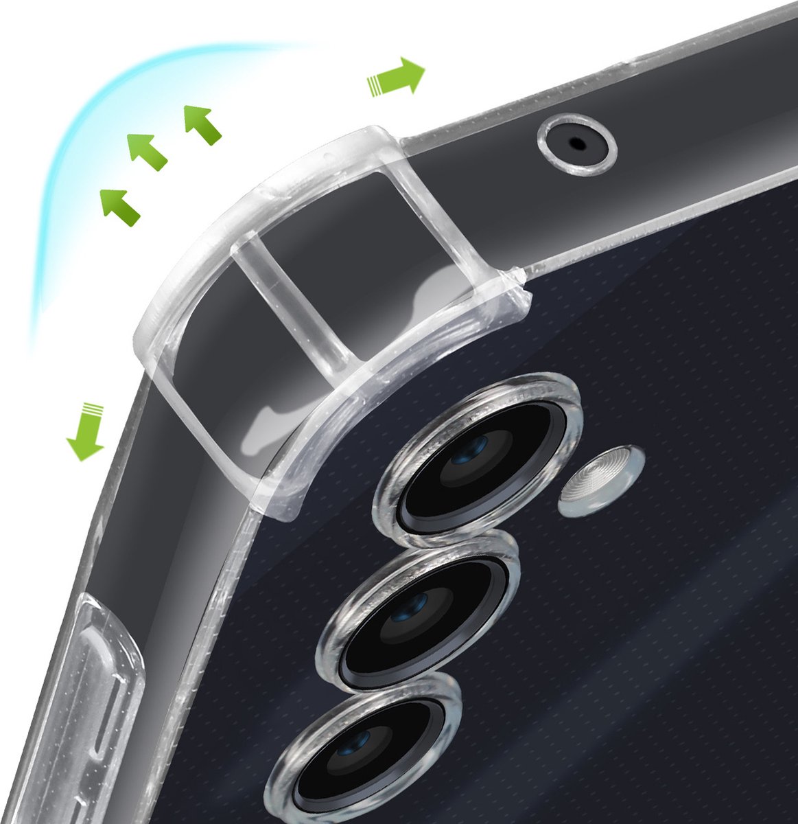 Mayaxess, Hoes Geschikt voor Samsung Galaxy A35 Silicone bumper Versterkte hoeken, Transparant