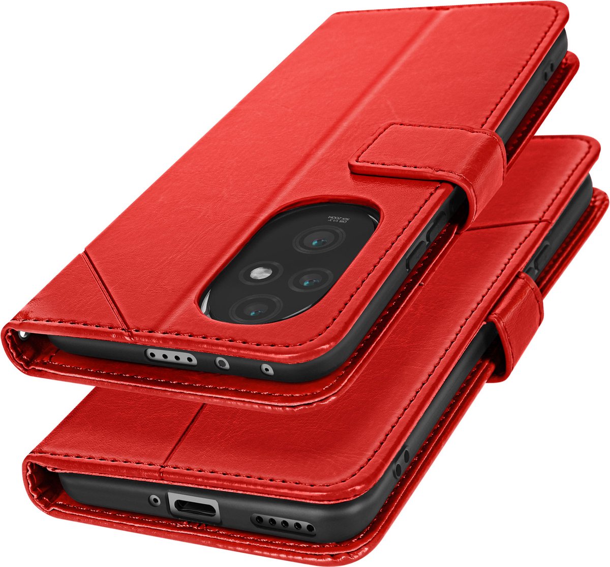 Avizar Foliohoes Geschikt voor Honor 200 Pro Portemonnee klep, Rood