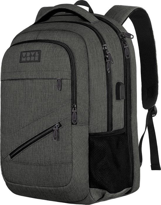 Foto: Trvlmore rugzak 36l 17 inch laptop rugtas schooltas heren en dames laptoptas spatwaterdicht levenslange garantie grijsgroen