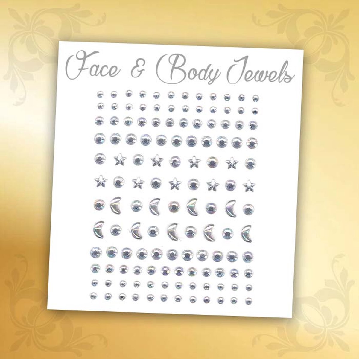 Glitter Face & Body Jewels (Zilver) - Festival Glitters - Steentjes Strass met Plaklaag - Plak Diamantjes voor Lichaam en Gezicht - Rhinestone Diamonds Gems Euphoria
