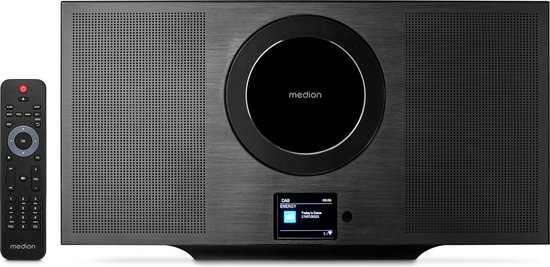 MEDION P66348 Stereo systeem met CD speler (Internet radio, DAB+, Spotify Connect, mini compact system vertical, PLL FM radio, MP3, USB, Bluetooth, WLAN)