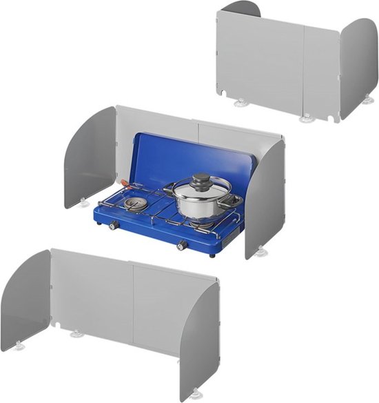 ProPlus Windvrij Kookscherm - 62x24cm - 3 delig - Staal - Inclusief zuignappen - Anti-spatscherm - Vlambeveiligers - Campingscherm - Gasbrandschild - Warmtebeheerscherm - Buitenkeuken - Campingaccessoires van ProPlus — afbeelding 5