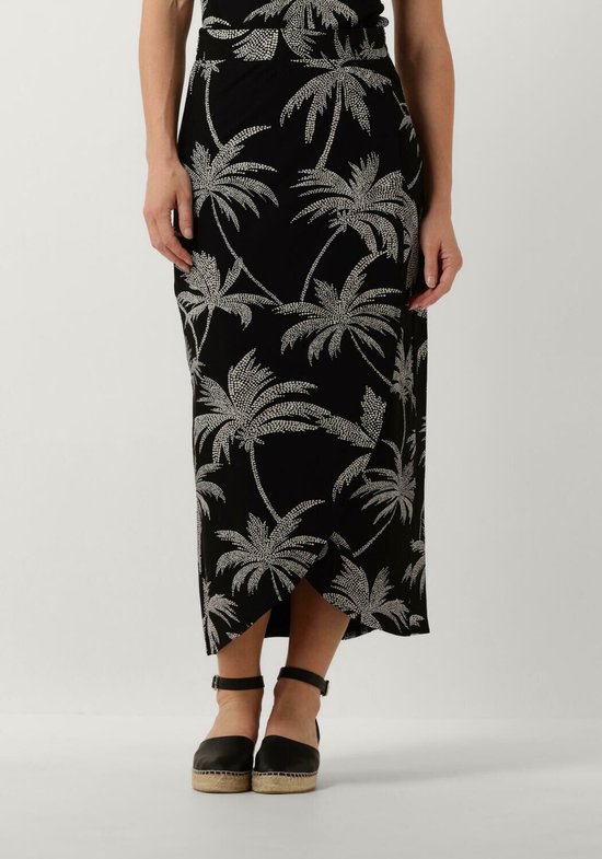 Jansen Amsterdam Vp663 Jersey Printed Wrap Skirt Rokken Dames - Zwart - Maat XS