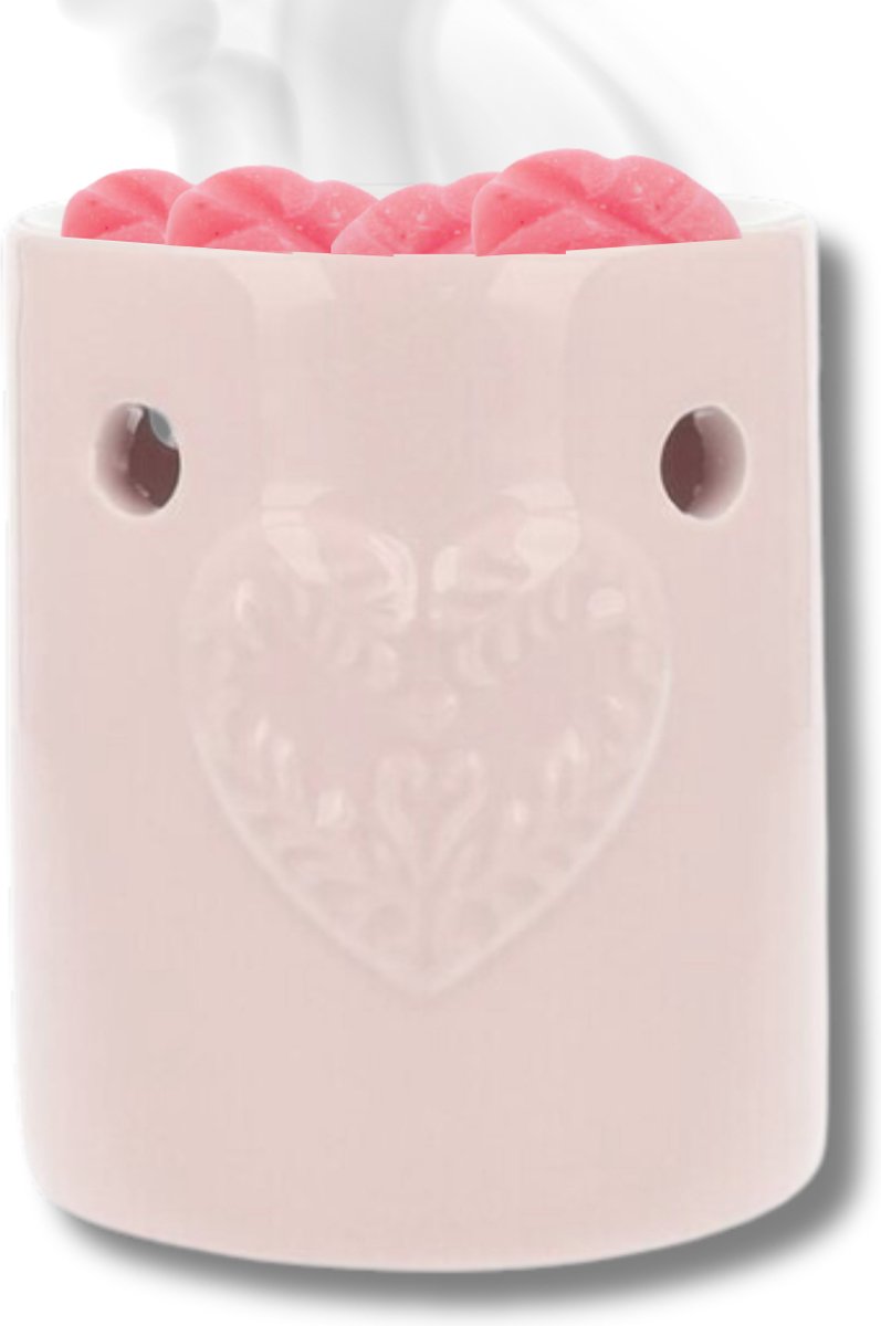 Scentchips® Regular Embossed Hart - Waxbrander - Geurbrander - Amberblokjes Brander - Oliebrander - Wax Melts Brander - Aromabrander - Ook Geschikt Voor Essentiële Oliën - Geurolie - Waxmelts - Roze