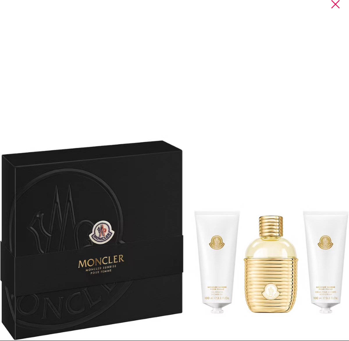 Moncler - Sunrise for woman - Eau de parfum 100 ml - Shower gel 100 ml - Body lotion 100 ml - Giftset