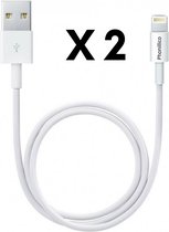 2x Lightning naar USB A Kabel Wit - 2 meter - Oplaadkabel voor iPhone X / XS / XS MAX / XR / 7 / 7 PLUS / 8 / 8 PLUS / 6 / 6S / 6 PLUS / 6S PLUS / 5 / 5S / SE / AirPods 1 / Airpods 2 / Airpods 3 / Airpods Pro 1