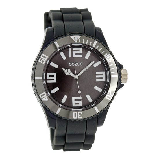OOZOO Timepieces - Donker grijze horloge met donker grijze rubber band - C4173