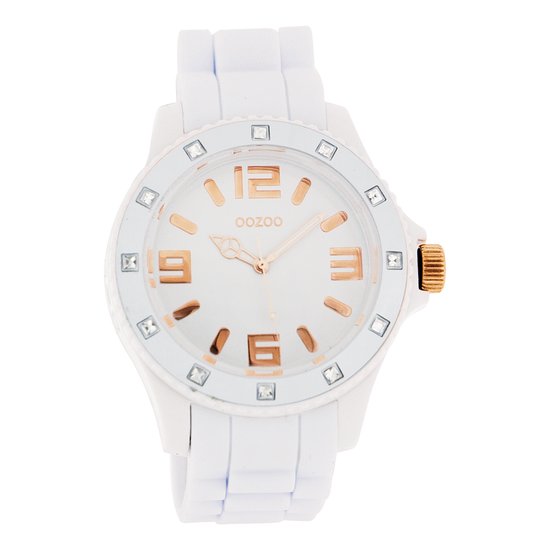 OOZOO Timepieces - Witte horloge met witte rubber band - C4357