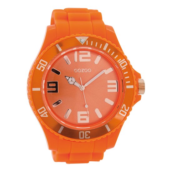OOZOO Timepieces - Fluo oranje horloge met fluo oranje rubber band - C5034