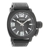 OOZOO Timepieces - Zwarte horloge met zwarte leren band - OS024