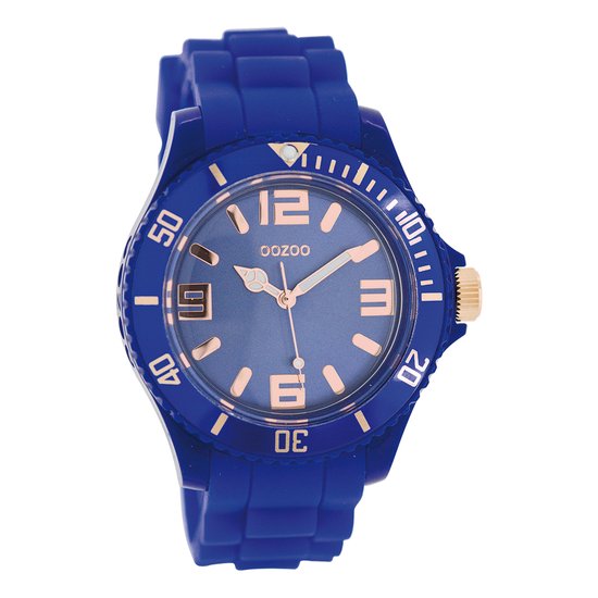 OOZOO Timepieces - Blauwe horloge met blauwe rubber band - C5049
